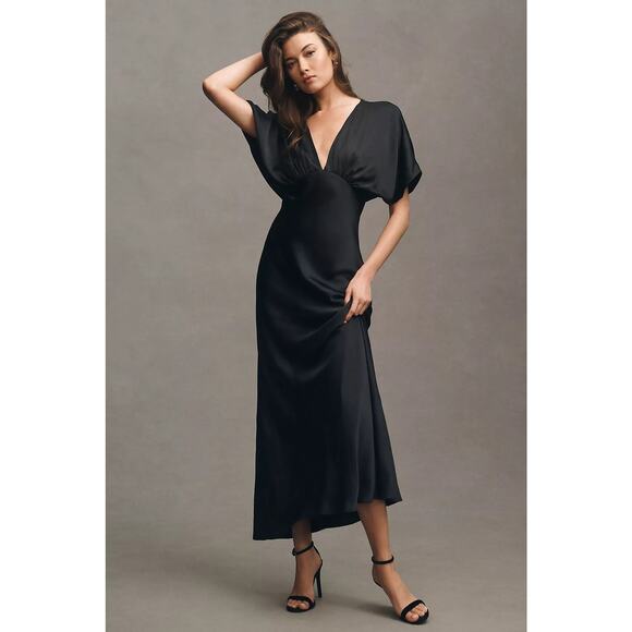 Anthropologie Dresses & Skirts - Anthropologie BHLDN Amelia Deep-V Satin Maxi Dress